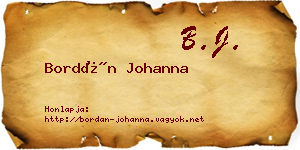 Bordán Johanna névjegykártya